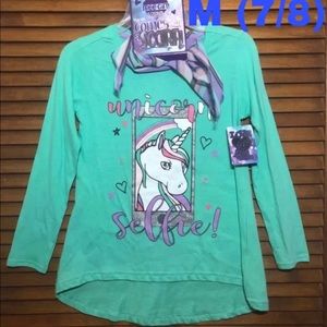 Unicorn Tee & Scarf Size M (7/8)